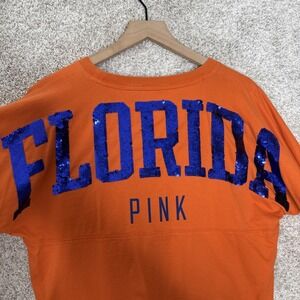 VICTORIA'S SECRET PINK M UNIVERSITY OF FLORIDA SEQUIN BLING SPIRIT SHIRT